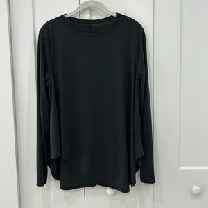 Lululemon Asymmetrical Curve Hem Long Sleeve Black T Shirt Size 8